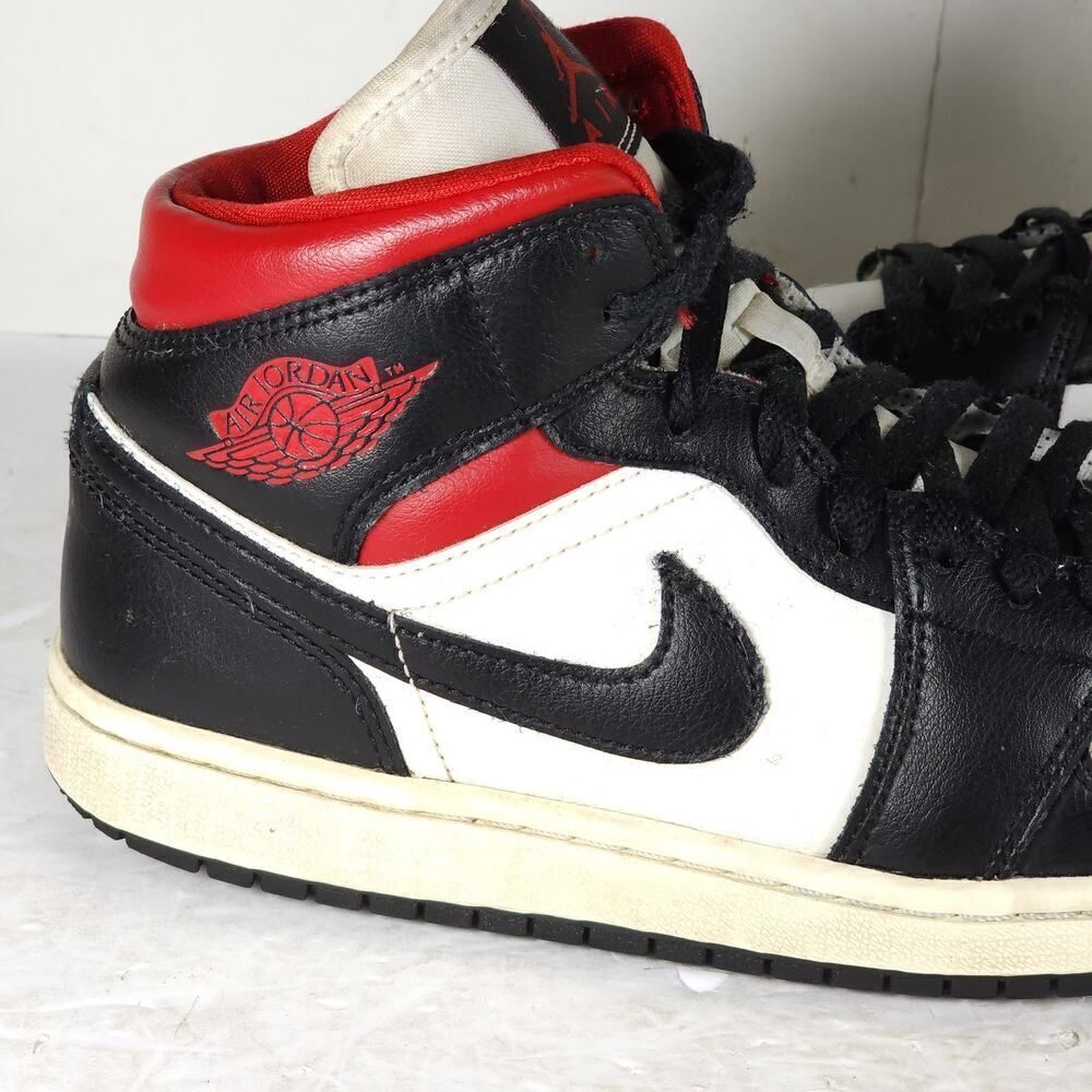 Nike Women’s Jordan 1 US9,5 Black Sail Gym Red Mid Top Sneakers Shoes BQ6472-061 - Picture 13 of 16